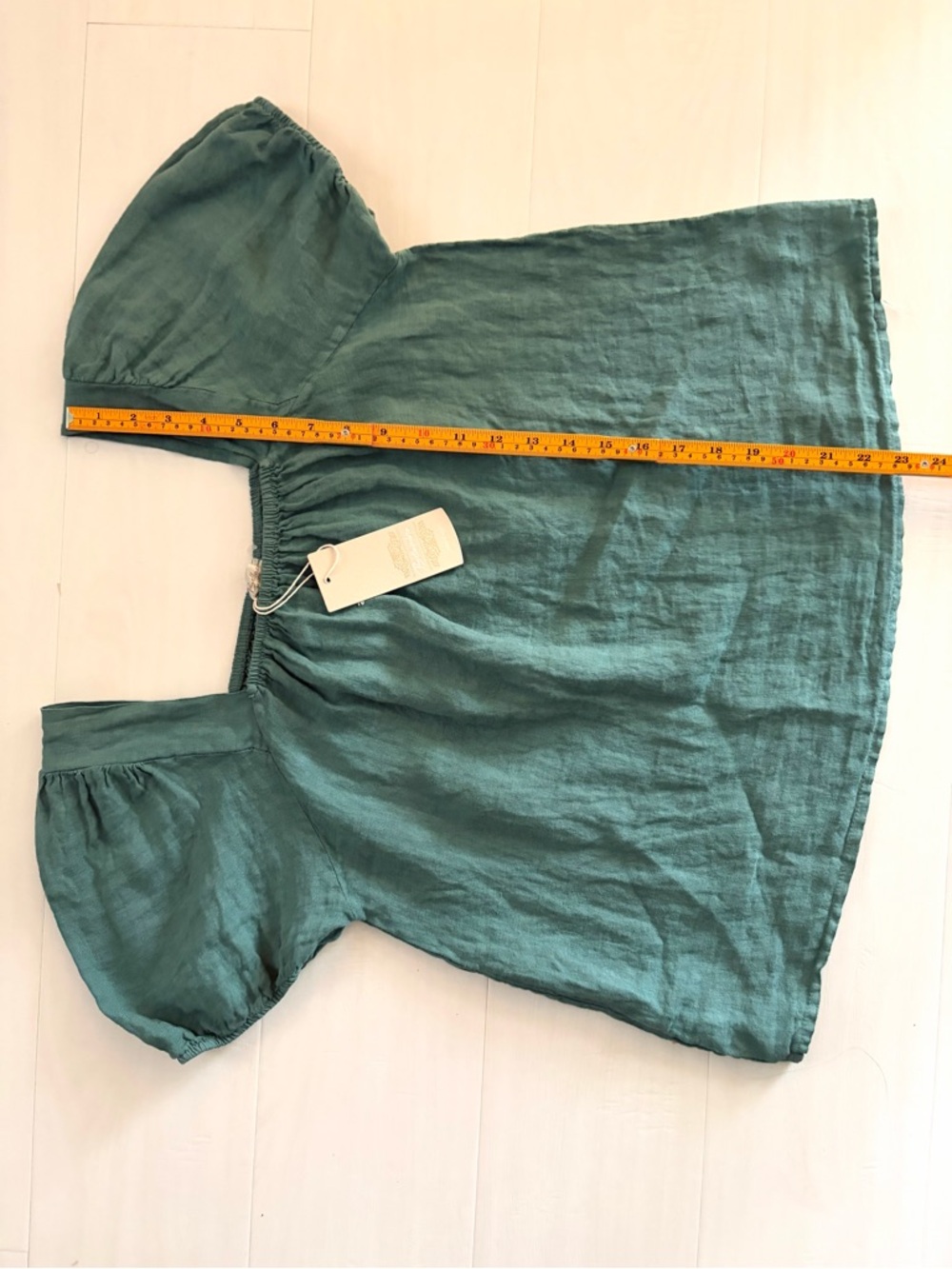 Linen Italian Made Blouse Top by Bellambra Green Breathable NWT Women’s Large - Picture 13 of 15